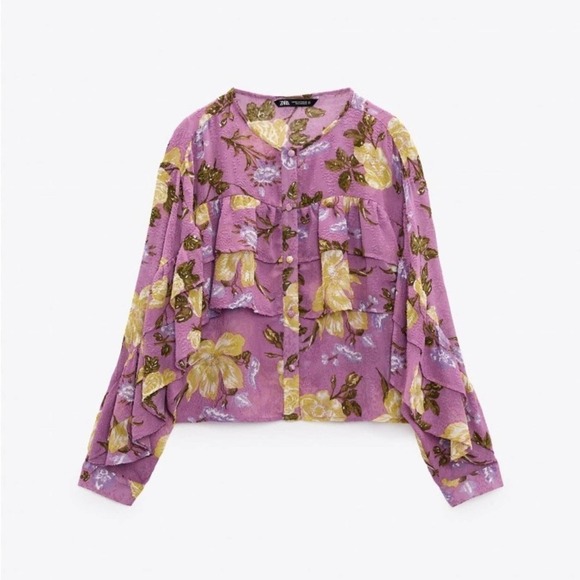 NWT ZARA MULTICOLOR FLORAL PRINT TOP / BLOUSE - NWT - Picture 3 of 10